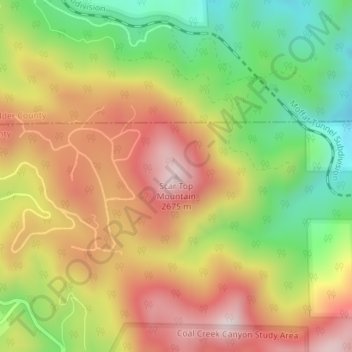Mapa topográfico Scar Top Mountain, altitud, relieve