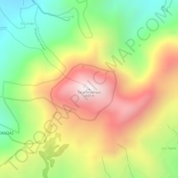 Mapa topográfico Cerro Munchique, altitud, relieve