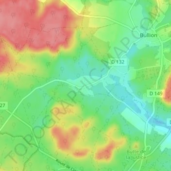 Mapa topográfico Les Moutiers, altitud, relieve
