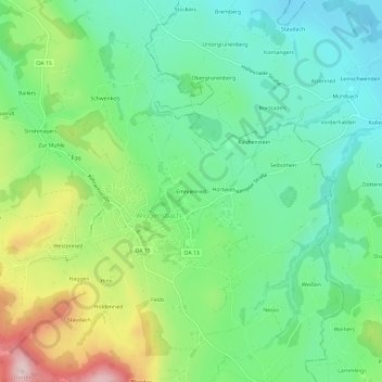 Mapa topográfico Emmenried, altitud, relieve