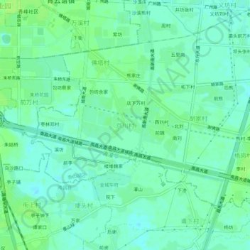 Mapa topográfico 京川村, altitud, relieve