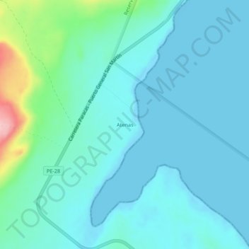 Mapa topográfico Atenas, altitud, relieve