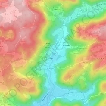 Mapa topográfico Le Tertre, altitud, relieve