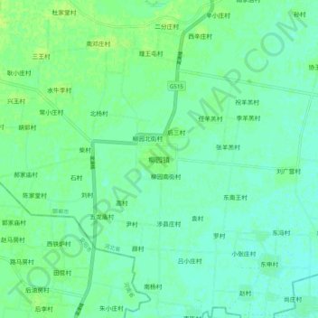 Mapa topográfico 柳园镇, altitud, relieve
