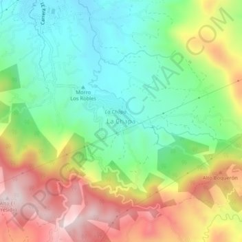 Mapa topográfico La Chapa, altitud, relieve