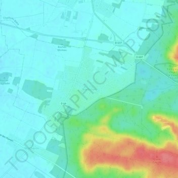 Mapa topográfico Barbizon, altitud, relieve