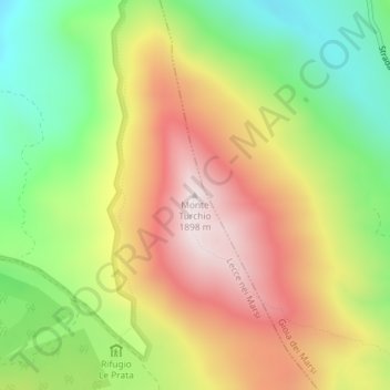 Mapa topográfico Monte Turchio, altitud, relieve