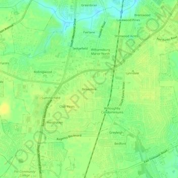 Mapa topográfico Belvedere, altitud, relieve