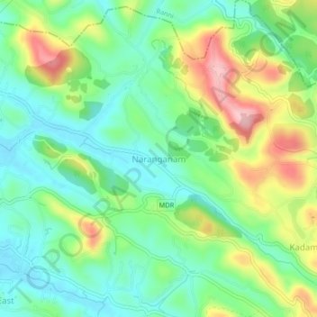 Mapa topográfico Naranganam, altitud, relieve