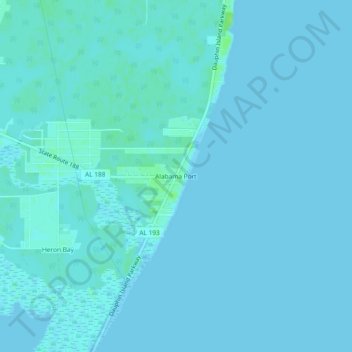 Mapa topográfico Alabama Port, altitud, relieve