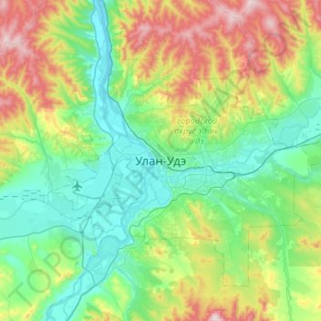 Mapa topográfico Улан-Удэ, altitud, relieve