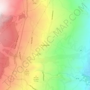 Mapa topográfico Montargano, altitud, relieve