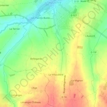 Mapa topográfico La Rance, altitud, relieve