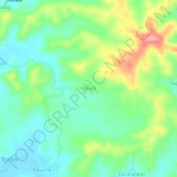Mapa topográfico Kili-kili, altitud, relieve