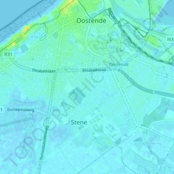 Mapa topográfico Nieuwe Stad, altitud, relieve