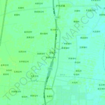 Mapa topográfico 乔屯乡, altitud, relieve