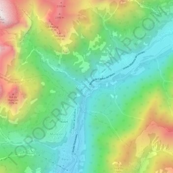 Mapa topográfico Mazzin, altitud, relieve