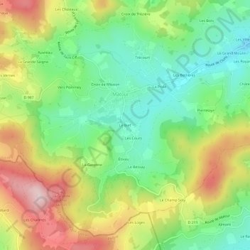 Mapa topográfico Le Bief, altitud, relieve