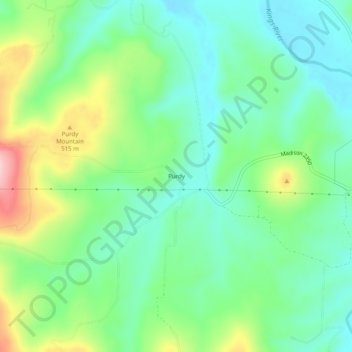 Mapa topográfico Purdy, altitud, relieve