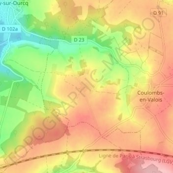 Mapa topográfico Certigny, altitud, relieve