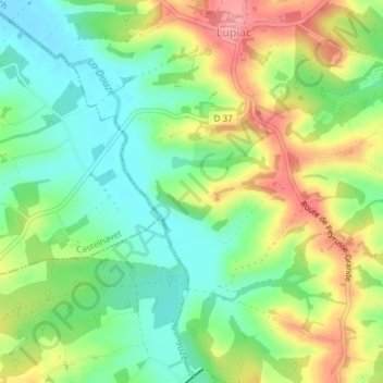 Mapa topográfico Coucuron, altitud, relieve