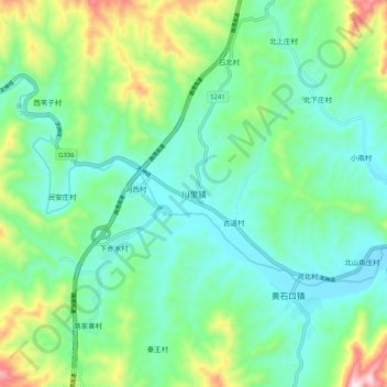 Mapa topográfico 川里镇, altitud, relieve
