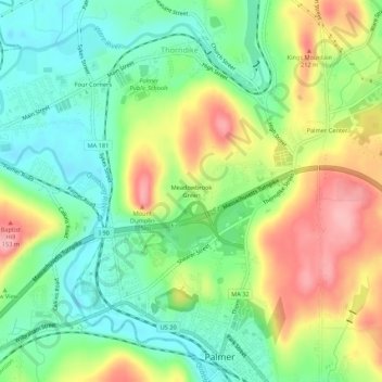 Mapa topográfico Meadowbrook Green, altitud, relieve