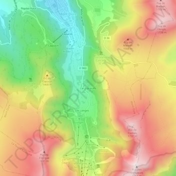 Mapa topográfico Les Égravats, altitud, relieve