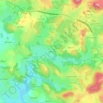 Mapa topográfico Etempes, altitud, relieve