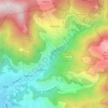 Mapa topográfico Candalla, altitud, relieve