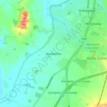 Mapa topográfico Hardwicke, altitud, relieve