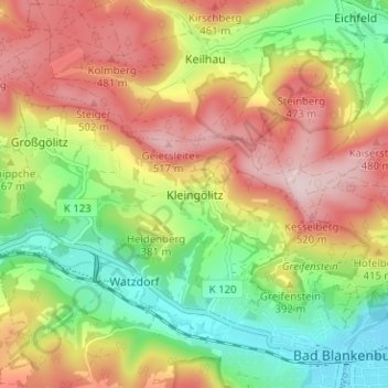 Mapa topográfico Kleingölitz, altitud, relieve