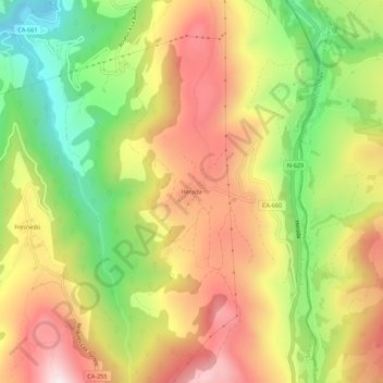 Mapa topográfico Herada, altitud, relieve