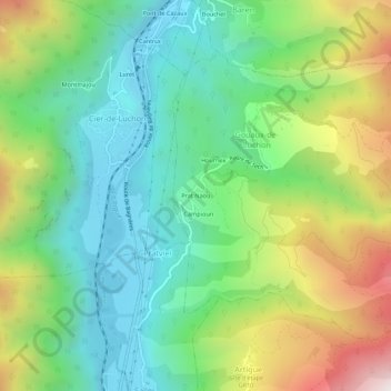 Mapa topográfico Prat Naou, altitud, relieve