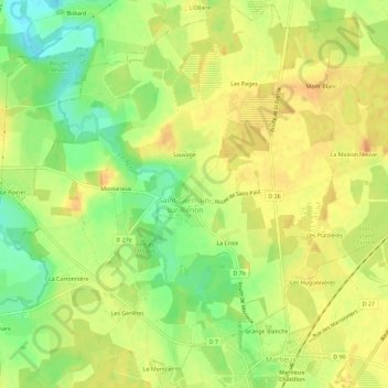 Mapa topográfico Le Plâtre, altitud, relieve