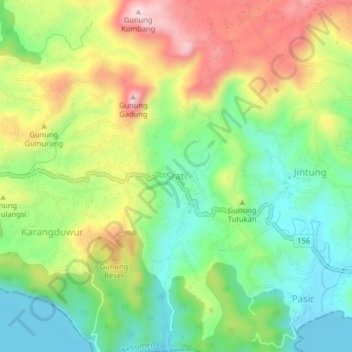 Mapa topográfico Srati, altitud, relieve