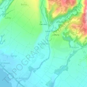 Mapa topográfico Can-untog, altitud, relieve