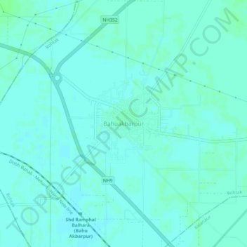 Mapa topográfico Bahuakbarpur, altitud, relieve