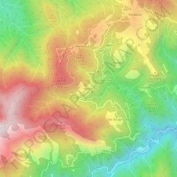 Mapa topográfico Porreta, altitud, relieve