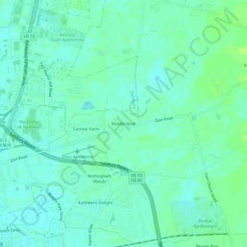 Mapa topográfico Middle Neck, altitud, relieve