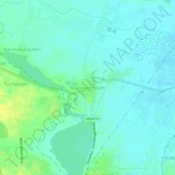 Mapa topográfico Manimangalam, altitud, relieve