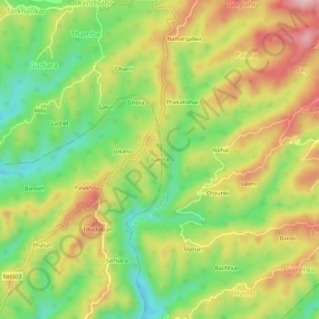 Mapa topográfico Barota, altitud, relieve