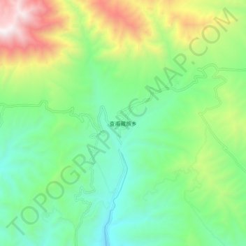 Mapa topográfico 查甫藏族乡, altitud, relieve