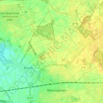 Mapa topográfico Gerkerath, altitud, relieve