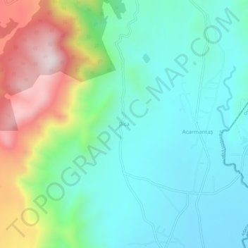 Mapa topográfico Ilıca, altitud, relieve