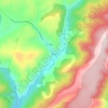 Mapa topográfico Boeza, altitud, relieve