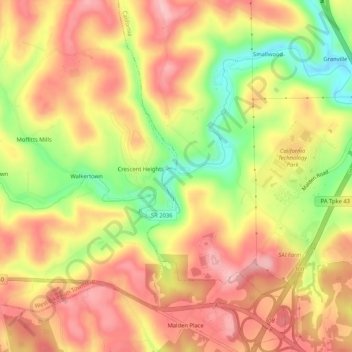 Mapa topográfico Daisytown, altitud, relieve