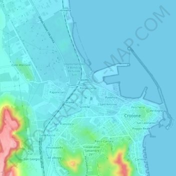 Mapa topográfico Fondo Gesù, altitud, relieve