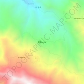 Mapa topográfico El Espinal, altitud, relieve