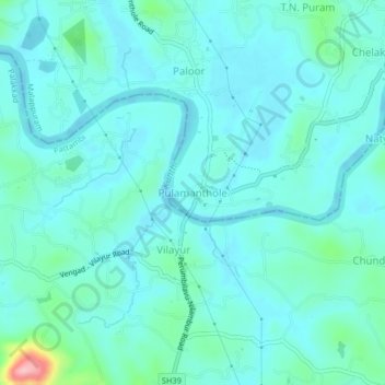 Mapa topográfico Pulamanthole, altitud, relieve